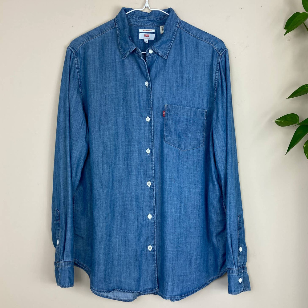 LEVIS Boyfriend Fit Button Down Denim Jean Shirt M - Picture 12 of 12